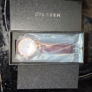 Meruro Brown Leather Strap Watch